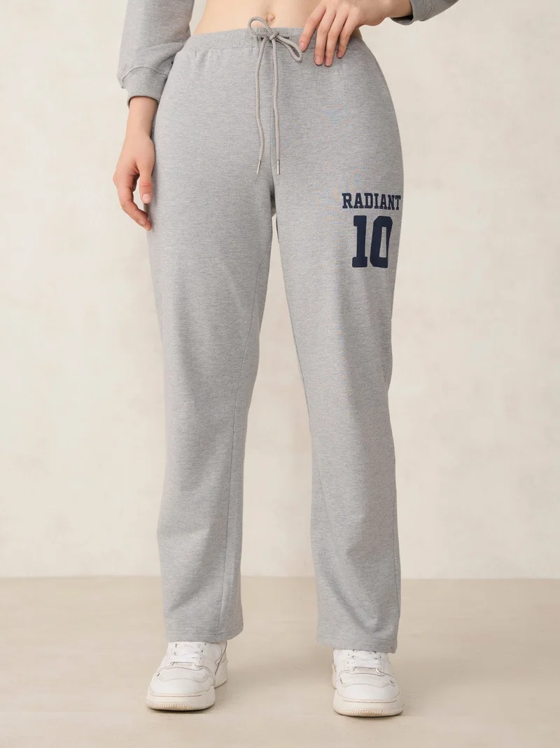 Outzidr  Grey Broad Neck Sweatshirt And Bottom Co-Ord for Women | Best Price UAE